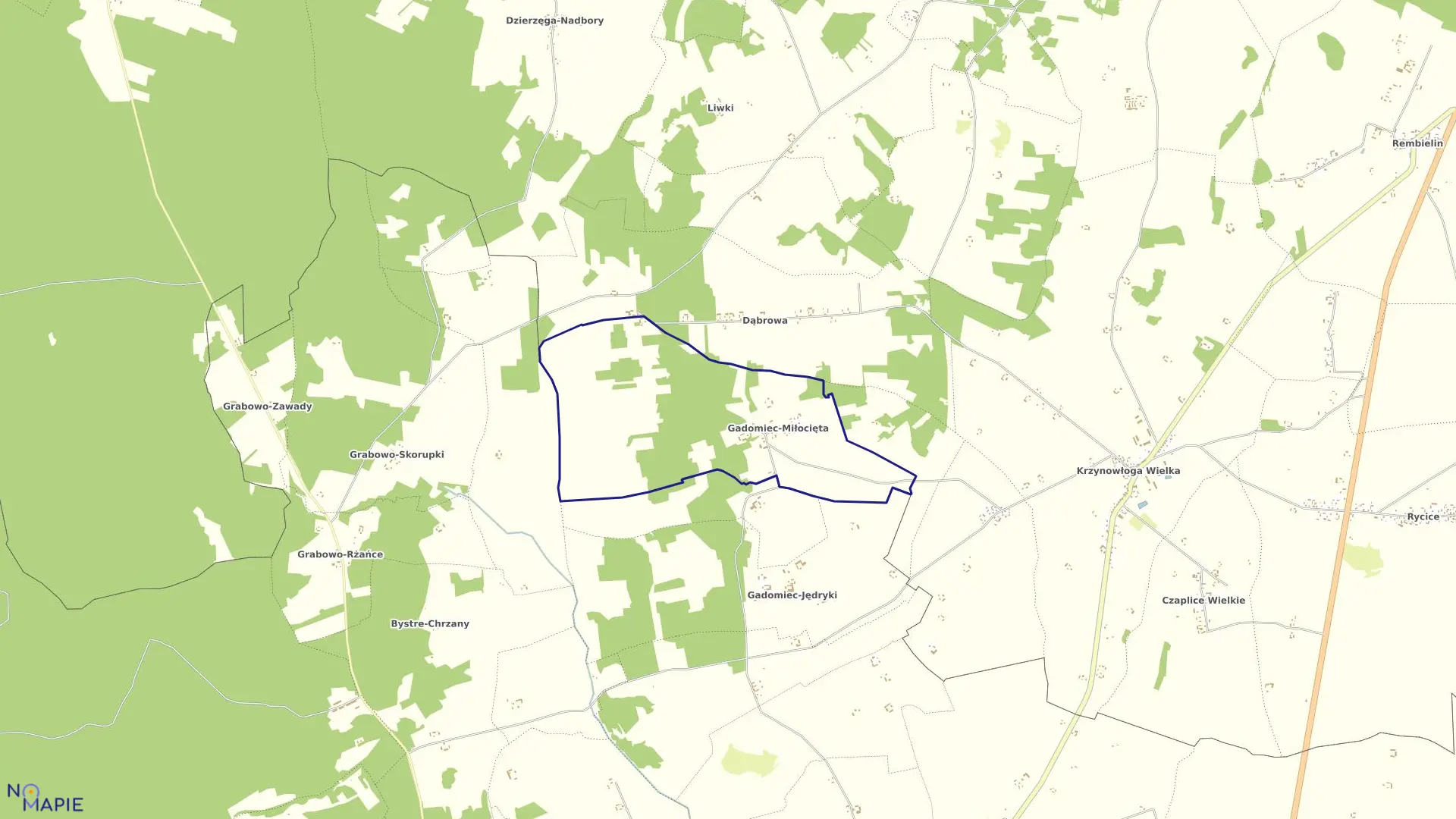 Mapa obrębu GADOMIEC MIŁOCIĘTA w gminie Chorzele