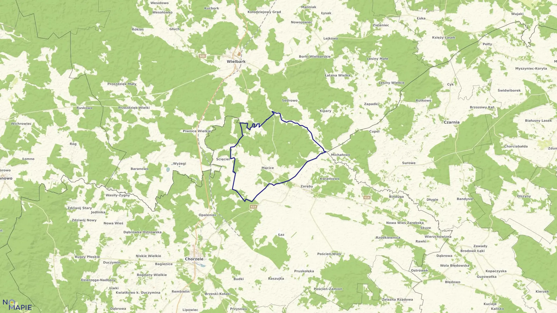 Mapa obrębu MĄCICE w gminie Chorzele