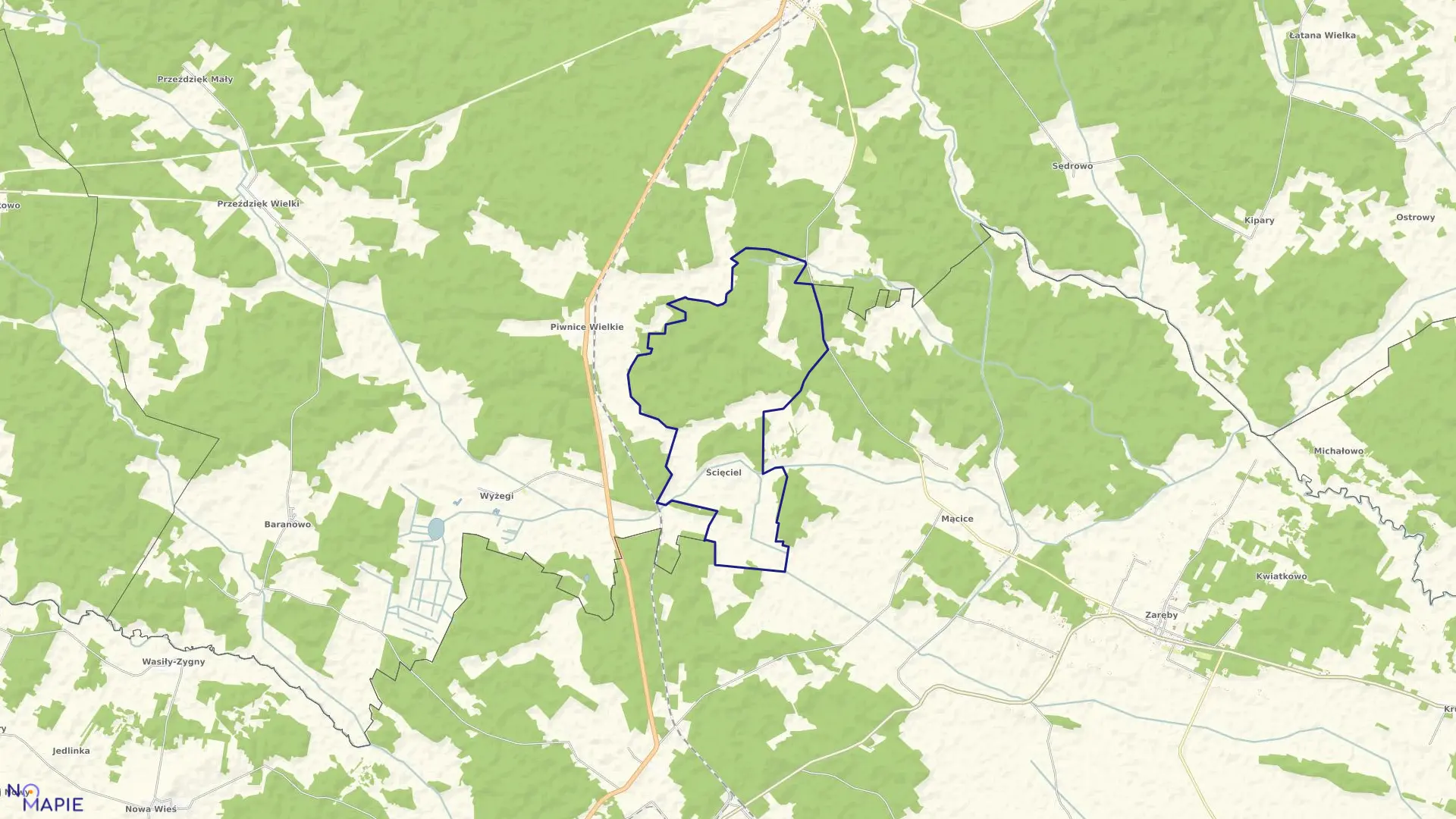 Mapa obrębu ŚCIĘCIEL w gminie Chorzele